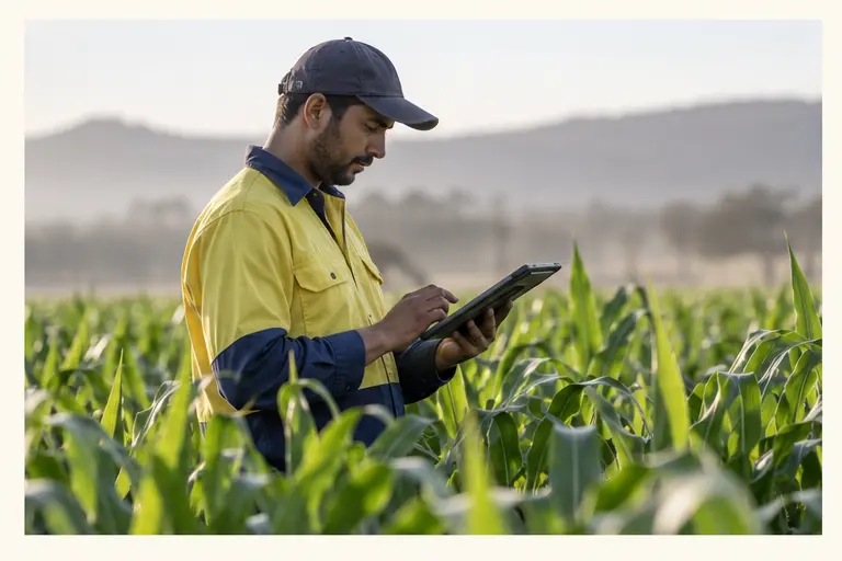 Illustrative LivingShield farm and field scene